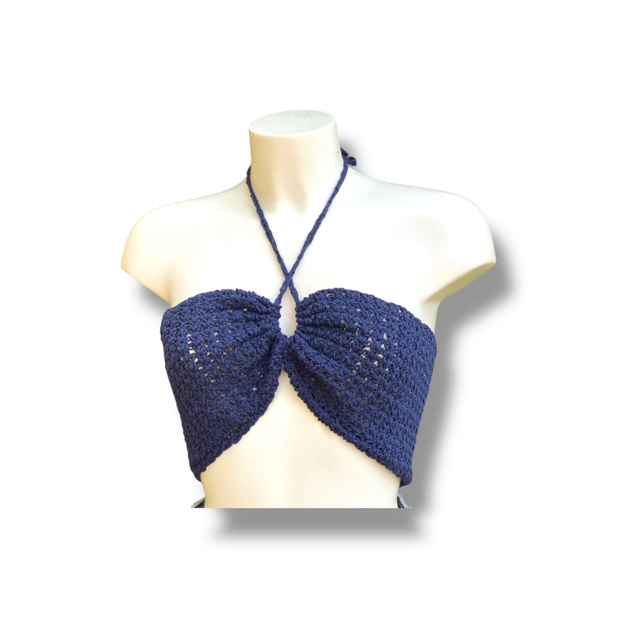 🌙 Top Crochet Azul Marino – Hecho a Mano