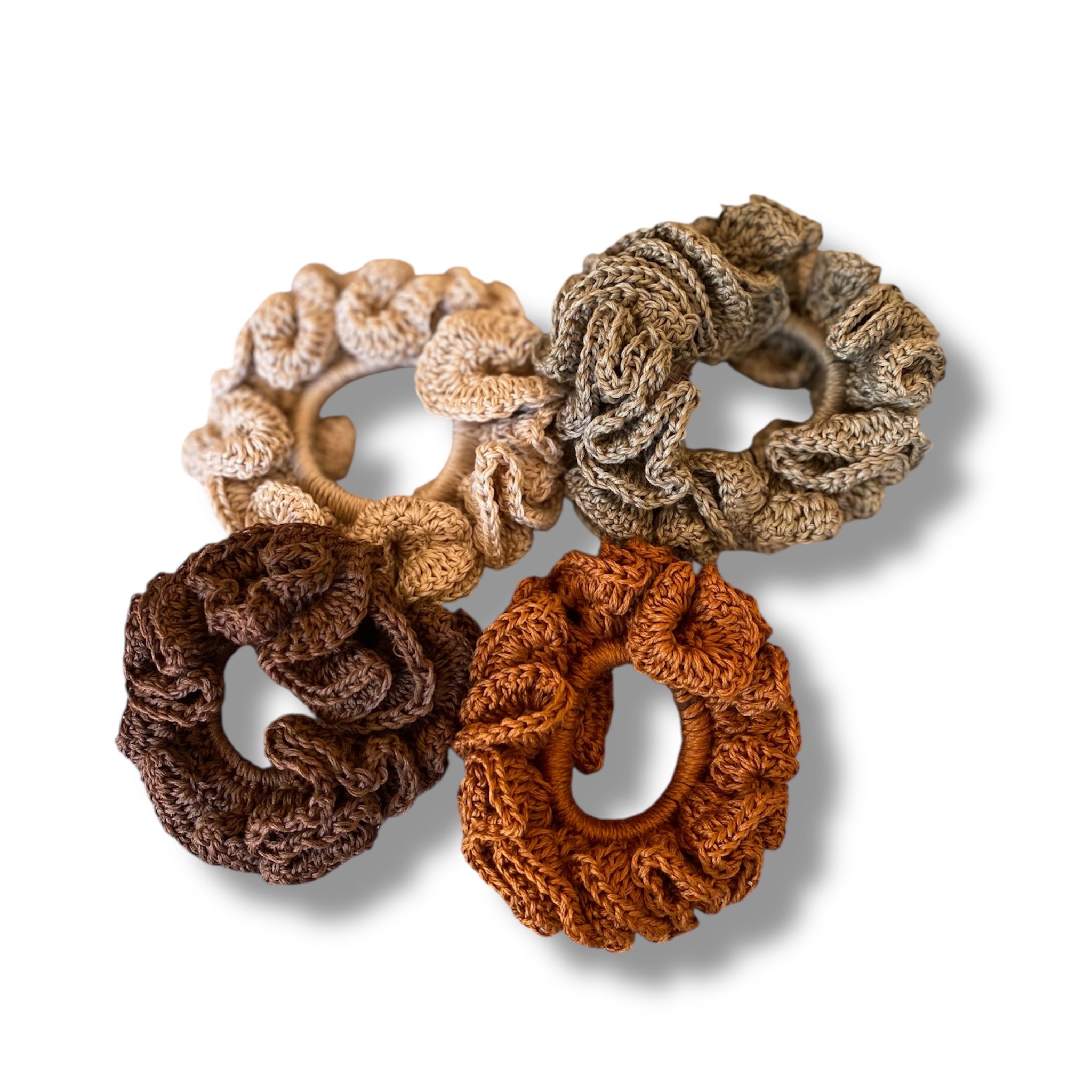 Scrunchies de crochet  4 colores tierra