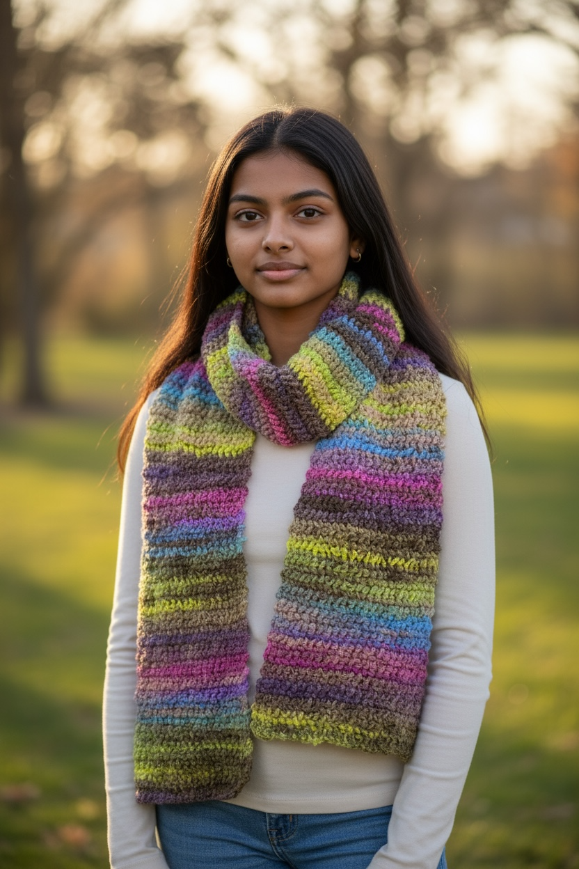 🧣 Bufanda “Aurora” – hecha a mano en crochet