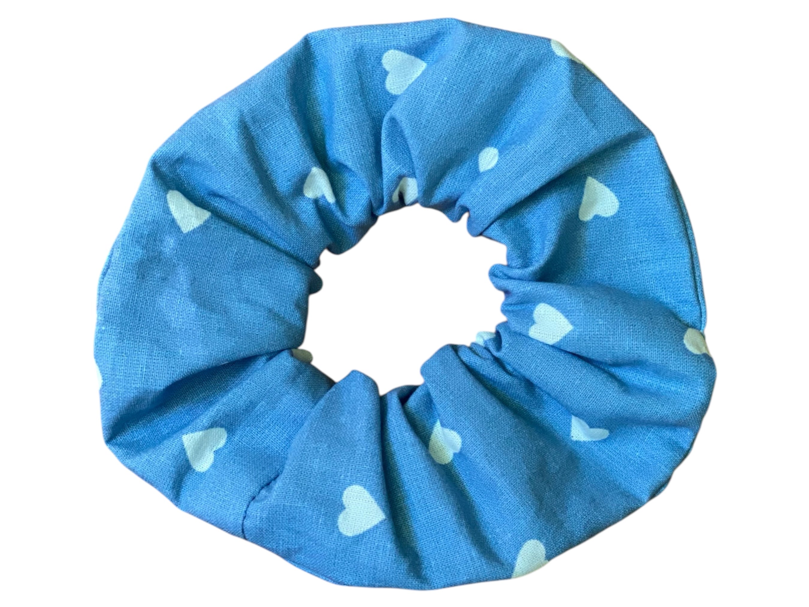 Scrunchies Estampados con Corazones – 5 Colores – Hecho a Mano