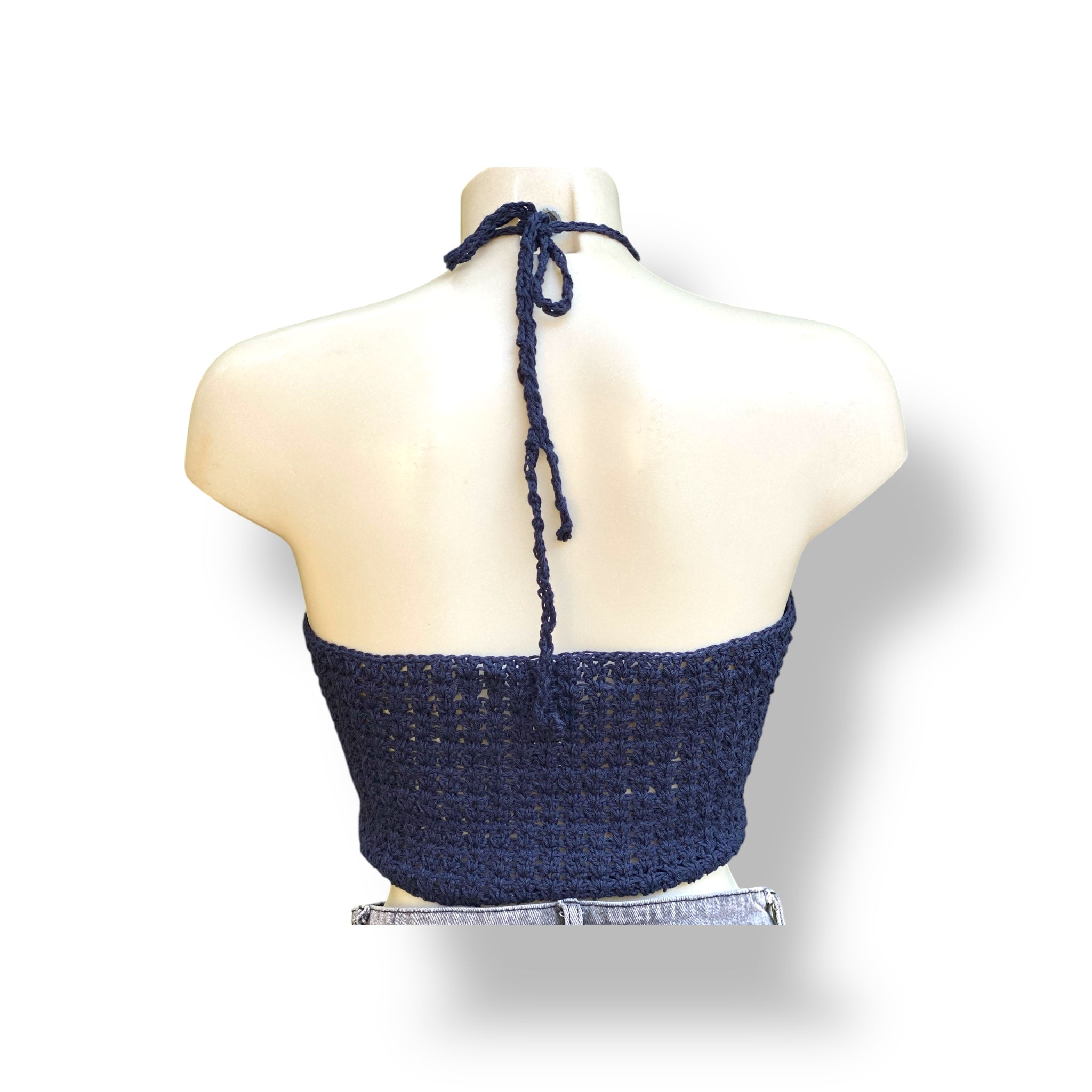 🌙 Top Crochet Azul Marino – Hecho a Mano