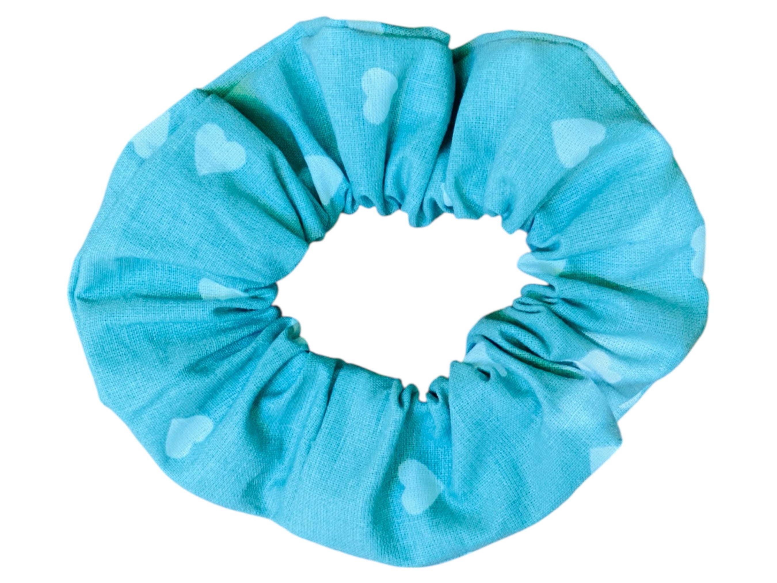 Scrunchies Estampados con Corazones – 5 Colores – Hecho a Mano